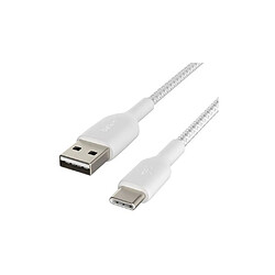 Belkin Câble Boost Charge Synchro USB-A vers USB-C 3m Renforcé et Tressé Blanc pas cher
