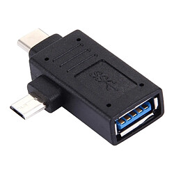 Wewoo Adaptateur USB-C/Micro USB vers USB 3.0 - Noir