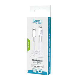 Jaym Câble Charge USB Lightning 2,4A 2M Blanc pas cher