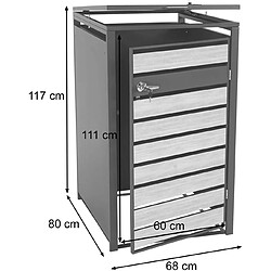 Decoshop26 Abri de poubelle vérouillable en métal anthracite aspect bois de hêtre marron clair MDJ04177