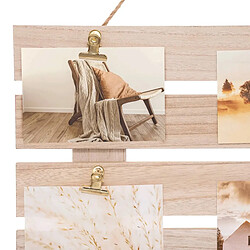 Atmosphera Porte photo Cagette 9 pinces photos - Longueur 58 cm x largeur 43 cm - Beige