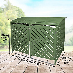 Avis Monstershop Cache Poubelle Double Vert Sauge - 122cm x 149cm x 92cm