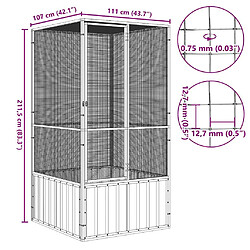 vidaXL Cage Gris 111x107x211,5 cm pas cher