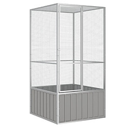 vidaXL Cage Gris 111x107x211,5 cm Cage à oiseaux - Acier galvanisé - Volière tout-en-un - Design ventilé