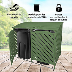 Acheter Monstershop Cache Poubelle Double Vert Sauge - 122cm x 149cm x 92cm