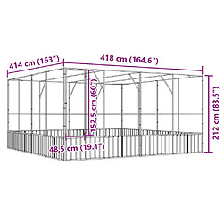 vidaXL Volière argenté 418x414x212 cm pas cher