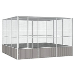 vidaXL Cage Gris 302,5x324,5x211,5 cm Cage à oiseaux - Acier galvanisé - Volière tout-en-un - Design ventilé