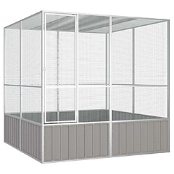 vidaXL Cage Gris 213,5x217,5x211,5 cm Cage à perruches - Acier galvanisé - Sécurité supplémentaire - Design ventilé