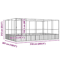 vidaXL Volière 518x307x212 cm pas cher