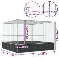 vidaXL Volière argenté 311x307x212 cm pas cher