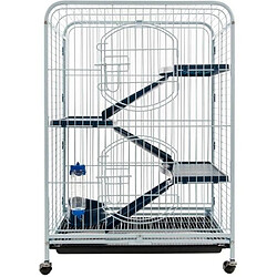 TYROL Cage Tower pour Rongueur Cage verticale pour rongeurs - 64x44x93 cm - 3 plateformes - Roulettes incluses - Accessoires variés