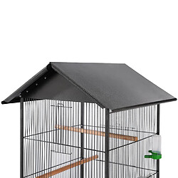 vidaXL Cage à Oiseaux avec Toit - Acier Noir 66x66x155 cm