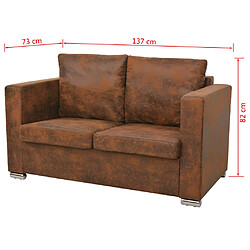 vidaXL Ensemble cuir daim pas cher