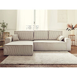 Bestmobilier Dellia - canapé d'angle réversible convertible - avec coffre - en velours côtelé - 4 places