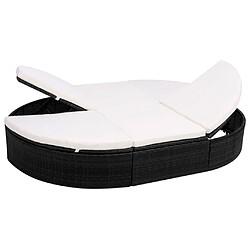 vidaXL Lit de repos d'extérieur avec coussins Noir Résine tressée