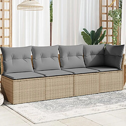VidaXL Canapé 4 places Jardin Beige Résine tressée