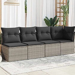 vidaXL Canapé jardin 4 places - Gris