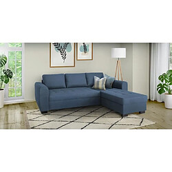 Canapé d'angle fixe - 3 places - Tissu Bleu - HAMILTON SANS RANGEMENT ET FONCTION LIT