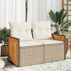 vidaXL Canapé de jardin 2 places beige résine tressée