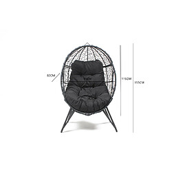 Concept Usine Fauteuil œuf sur pied en résine noir effet rotin JANE pas cher