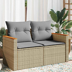 vidaXL Canapé de jardin 2 places - Résine tressée beige