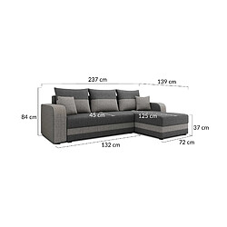 Bestmobilier Harvey - Canapé d'angle réversible 4 places convertible avec coffre en tissu bicolore pas cher