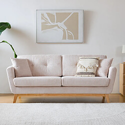Concept Usine Canapé scandinave 3 places velours côtelé beige HOGA