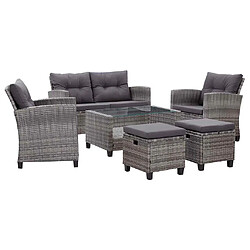 vidaXL Salon de jardin 6 pcs - Résine tressée gris foncé