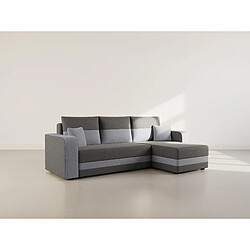Bestmobilier Harvey - Canapé d'angle réversible 4 places convertible avec coffre en tissu bicolore