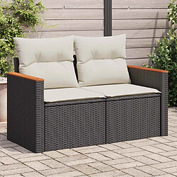 vidaXL Canapé de jardin 2 places noir résine tressée