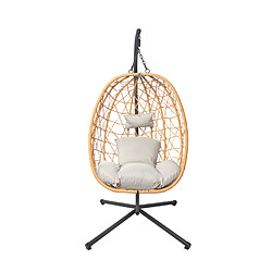 Concept Usine Fauteuil suspendu effet rotin CUZCO Fauteuil suspendu effet rotin - Structure acier - Coussins polyester déperlant - Rotin naturel