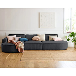 Lisa Design Spiaggia - canapé d'angle gauche - forme arrondie - 5 places - en velours côtelé Spiaggia - canapé d'angle gauche - forme arrondie - 5 places - en velours côtelé - Gris foncé