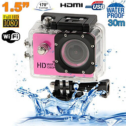 Yonis Caméra Sport WiFi Waterproof + SD 32Go - Rose