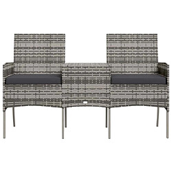 Avis Vidaxl Canapé jardin 2 places et table basse résine tressée anthracite