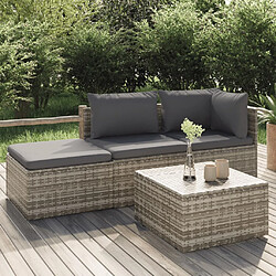 vidaXL Salon de jardin - Gris