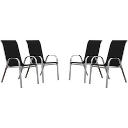 Habitat Et Jardin Fauteuil jardin Textilène Cordoba - Phoenix - Noir - Lot de 4