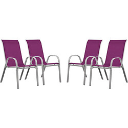 Habitat Et Jardin Fauteuil jardin Textilène Cordoba - Phoenix - Rose - Lot de 4