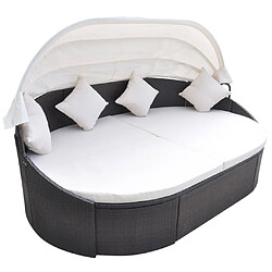 vidaXL Chaise longue avec auvent Marron