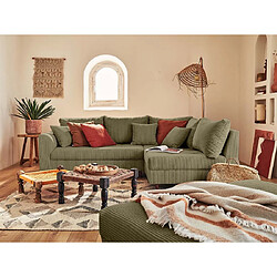 Lisa Design Rune - canapé d'angle droit - 4 places - avec pouf d'appoint - en velours côtelé pas cher