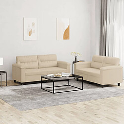 vidaXL Ensemble de canapés avec coussins - Crème