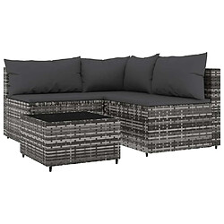 vidaXL Salon jardin 4 pcs Gris