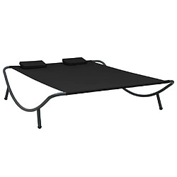 vidaXL Chaise longue d'extérieur - Tissu noir