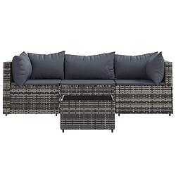Avis vidaXL Salon de jardin 4 pcs - Gris