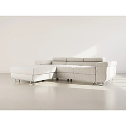 Bestmobilier Pablo - canapé d'angle gauche - 6 places - convertible avec coffre et têtières réglables - en velours côtelé