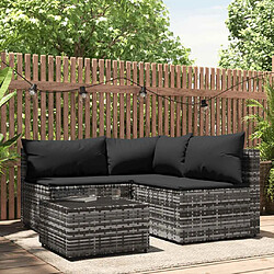 vidaXL Salon jardin 4 pcs Gris