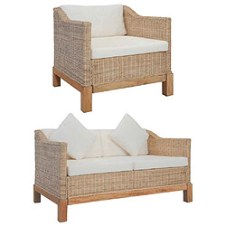 VidaXL Ensemble de canapés 2 pcs - Rotin naturel