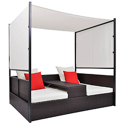 vidaXL Lit de jardin avec baldaquin - Marron