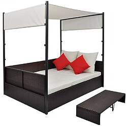 vidaXL Lit de jardin avec baldaquin - Marron