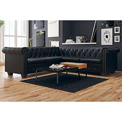 VIDAXL Canapé d'angle Chesterfield 5 places - Noir