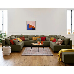 Lisa Design Edinburg - Canapé modulable panoramique 8 places - Velours côtelé Vert